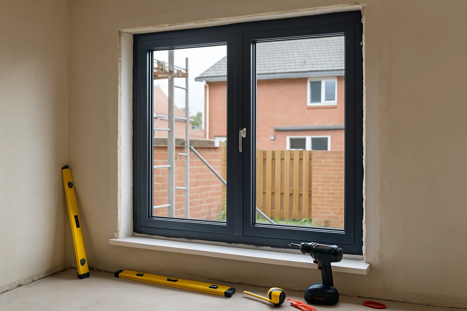 Nieuwe aluminium kozijnen in een woning met uitzicht op de achtertuin